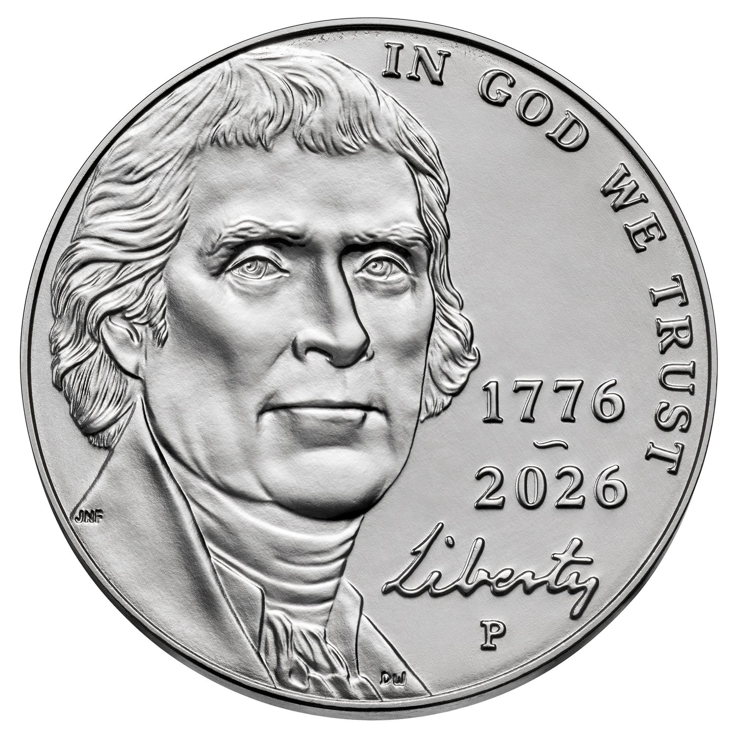 2026 P Jefferson Nickel 40 Coin Roll Dual Date 1776 - 2026 Philadelphia Mint Uncirculated