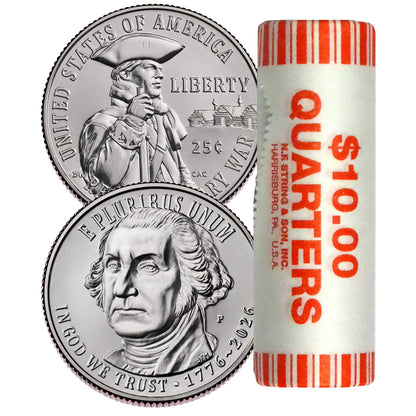 2026 - P Revolutionary War Quarter 40 Coin Roll Semiquincentennial Coin Collection SemiQ