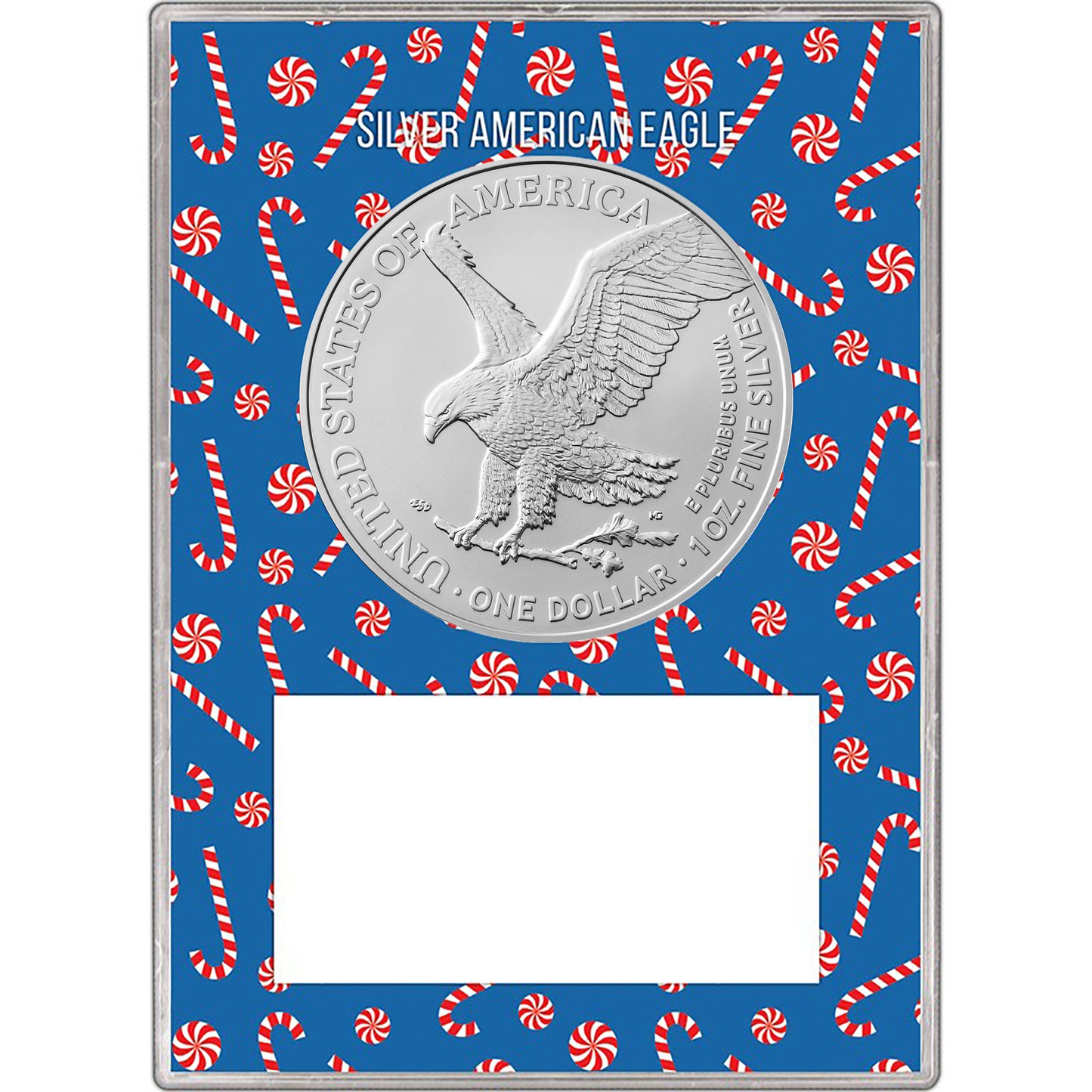 2026 American Silver Eagle in Christmas Santa Gift Holder - Gem BU