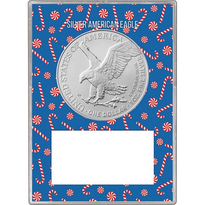 2026 American Silver Eagle in Christmas Santa Gift Holder - Gem BU