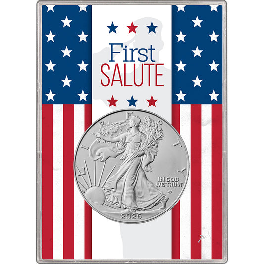 Presale! 2026 U.S. Silver Eagle in First Salute Gift Holder - Gem Brilliant Uncirculated