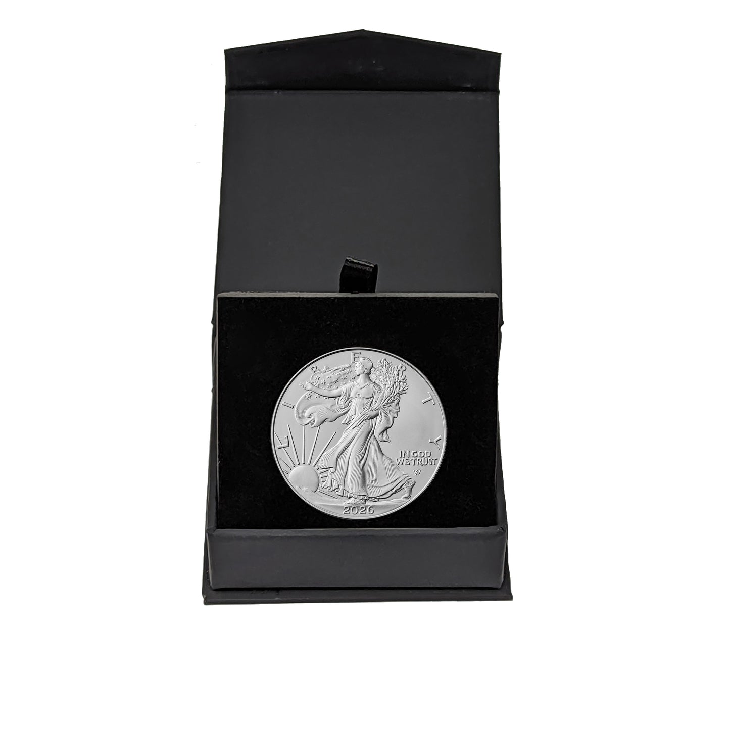 Presale! 2026 U.S. Silver Eagle in Plastic Air Tite in Magnet Close Black Gift Box - Gem Brilliant Uncirculated