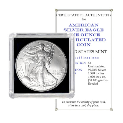 2026 American Silver Eagle BU - .999 Fine Silver - Air-Tite Holder with COA