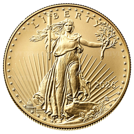 2026 American Gold Eagle 1/10th Ounce Gold Coin .9167 Fine Gold in Black Tetra Holder