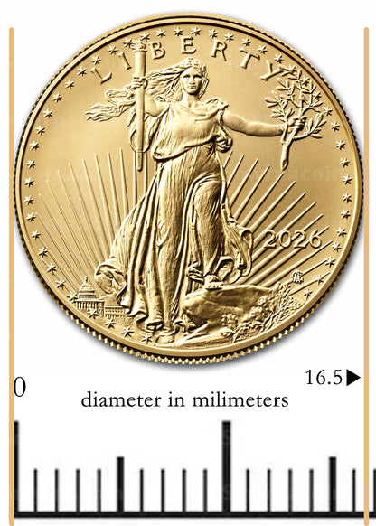 2026 American Gold Eagle 1/10th Ounce Gold Coin .9167 Fine Gold in Black Tetra Holder