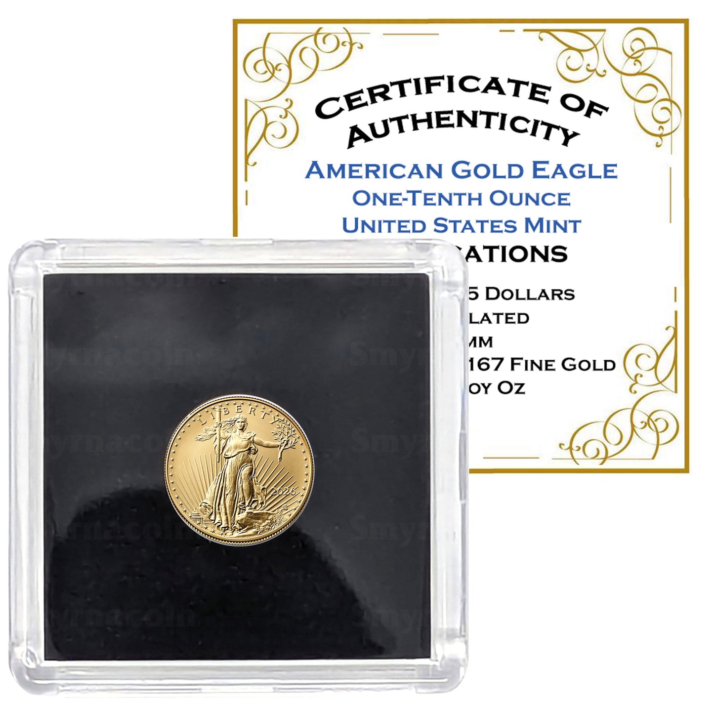 2026 American Gold Eagle 1/10th Ounce Gold Coin .9167 Fine Gold in Black Tetra Holder