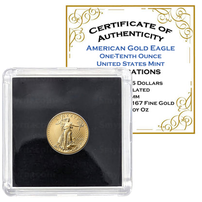 2026 American Gold Eagle 1/10th Ounce Gold Coin .9167 Fine Gold in Black Tetra Holder