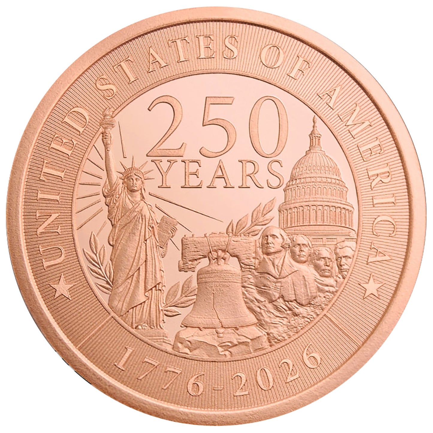 USA 250th Anniversary 1 oz .999 Fine Copper Round