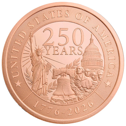 USA 250th Anniversary 1 oz .999 Fine Copper Round