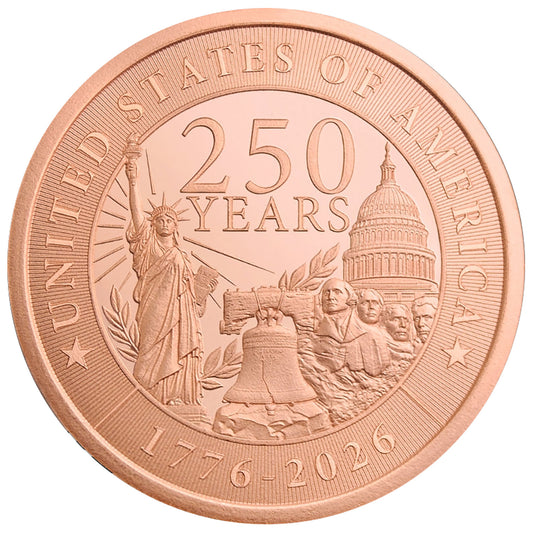 USA 250th Anniversary 1 oz .999 Fine Copper Round