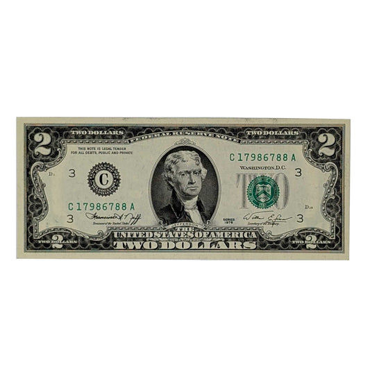 1976 $2 Bills from the Bicentennial Series Issue in Brilliant Uncirculated (BU) Condition- Single Bill - Serial Numbers Will Vary
