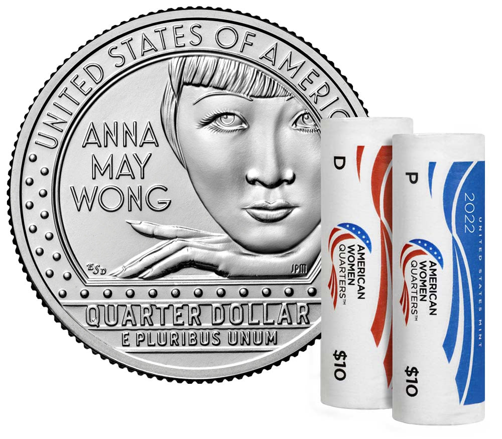 2022 - P and D Anna May Wong, American Women Quarter Series 2 Roll Set