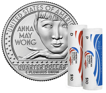2022 - P and D Anna May Wong, American Women Quarter Series 2 Roll Set