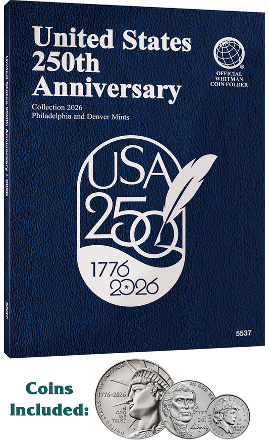 250th Anniversary Blue Whitman Coin Folder #5537 with 1776 - 2026 3 Coin Starter Set