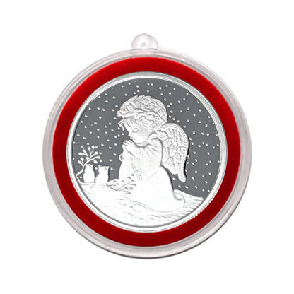 2025 Christmas Angel 1oz .999 Fine Silver Round in Ornament Holder