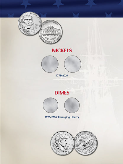 250th Anniversary Full Color Whitman Coin Folder: Single Mint #5535 with 1776 - 2026 3 Coin Starter Set