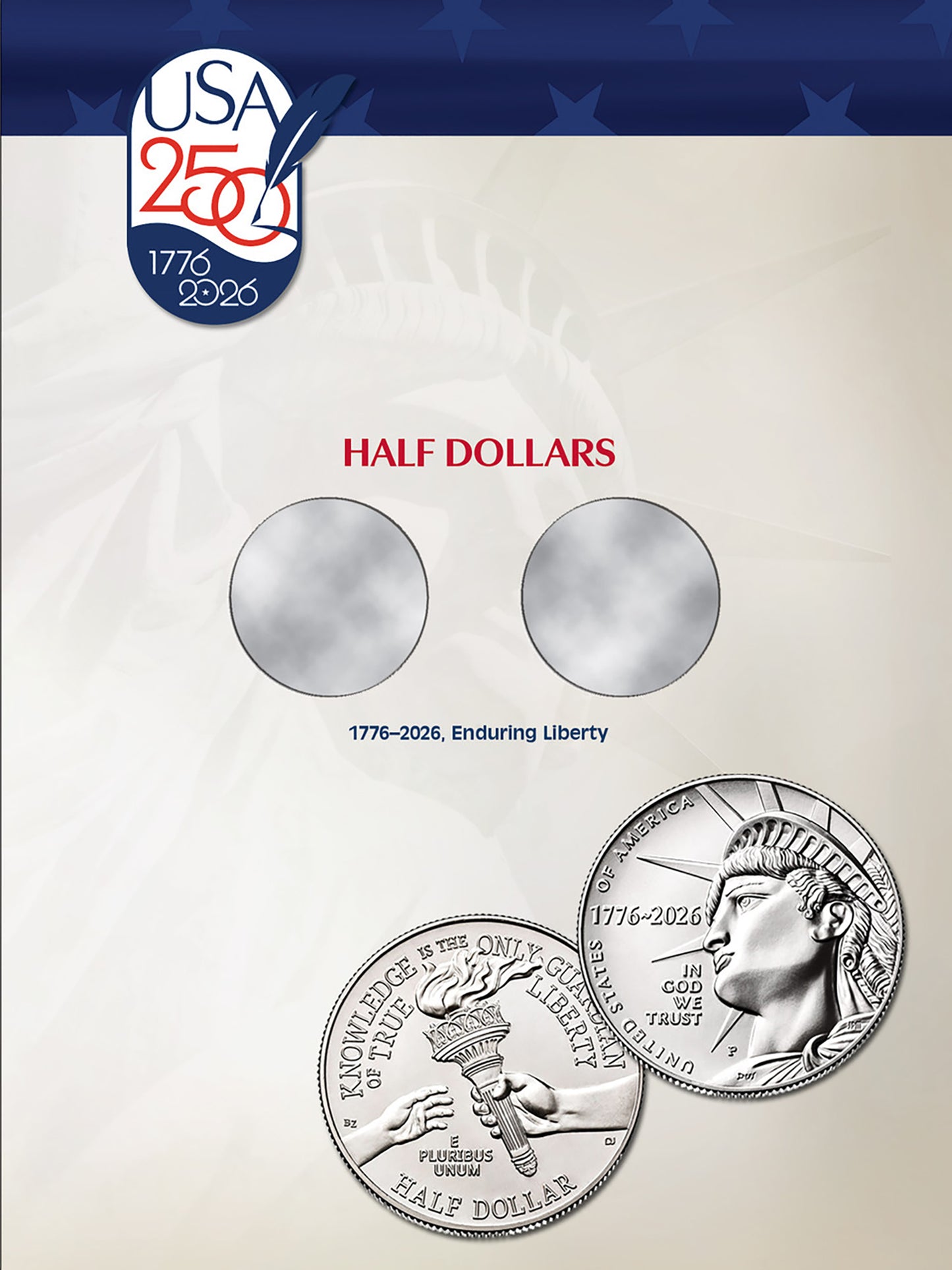 250th Anniversary Full Color Whitman Coin Folder: Single Mint #5535 with 1776 - 2026 3 Coin Starter Set