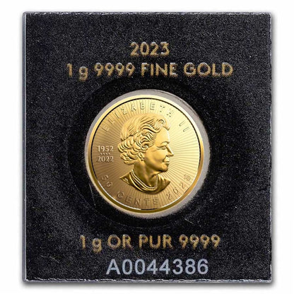 2024 1 Gram Gold Maple Leaf 50 Cent Coin In Maplegram Assay Card King Charles Effigy