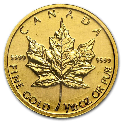 Year Our Choice - Canadian Maple Leaf 1/10th Ounce Gold Coin .9999 Fine Gold