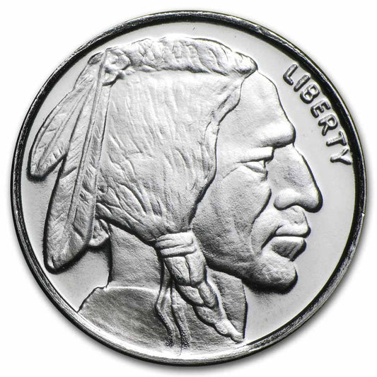 1/2 oz .999 Fine Silver Round - Buffalo Design - Single Coin