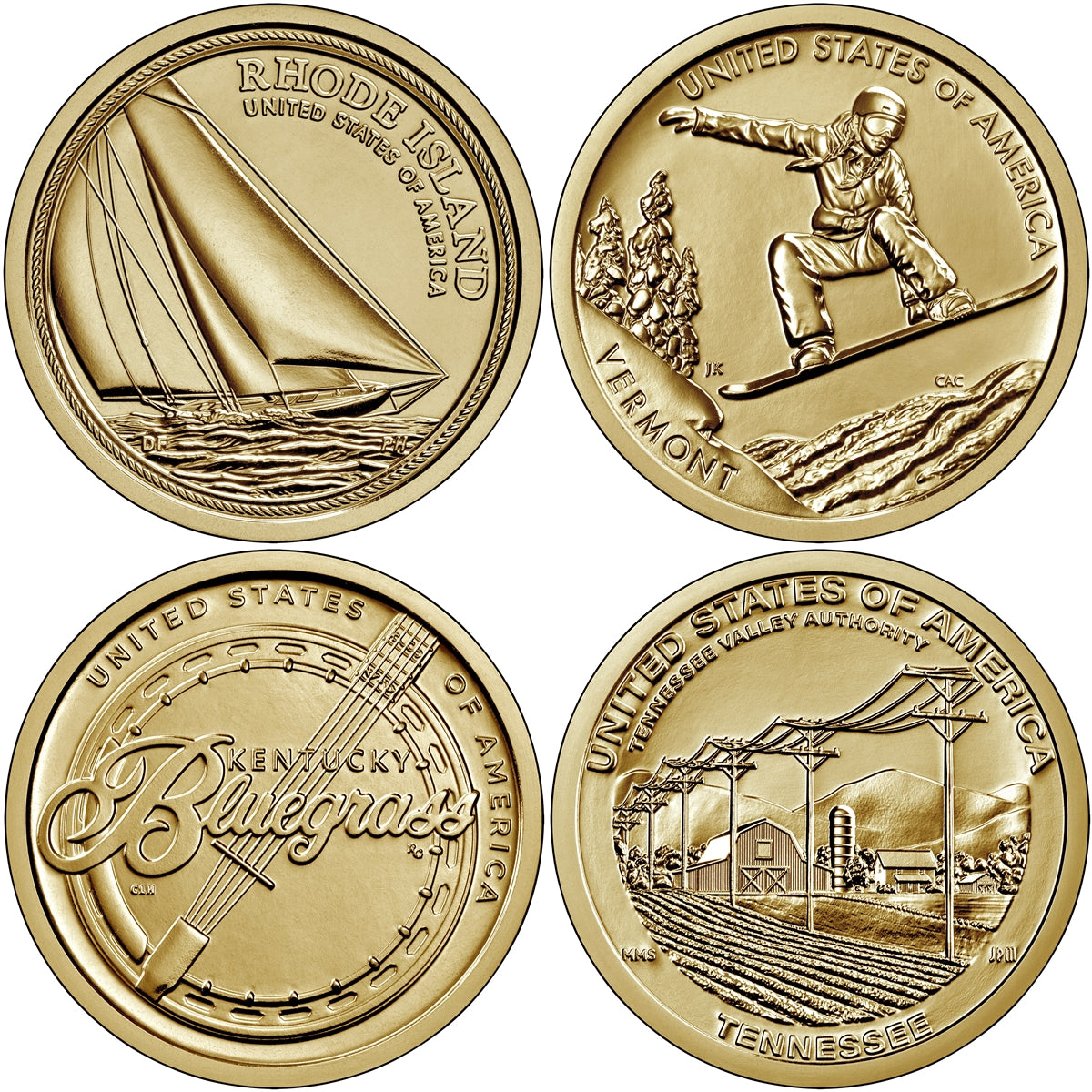 2022 D American Innovation 4 Coin Set $1 Coins - Denver Mint