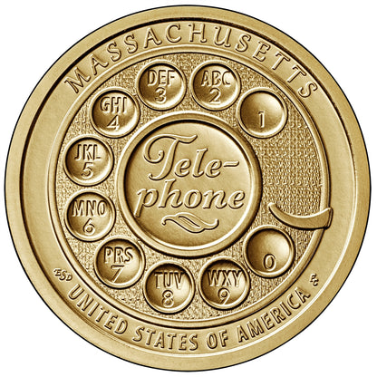 2020 American Innovation Massachusetts - Invention of the Telephone $1 Coin - P and D 2 Coin Set