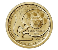 2019 D American Innovation Pennsylvania - Polio Vaccine $1 Coin - Roll of 25 Dollar Coins
