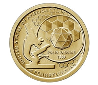 2019 P American Innovation Pennsylvania - Polio Vaccine $1 Coin - Roll of 25 Dollar Coins