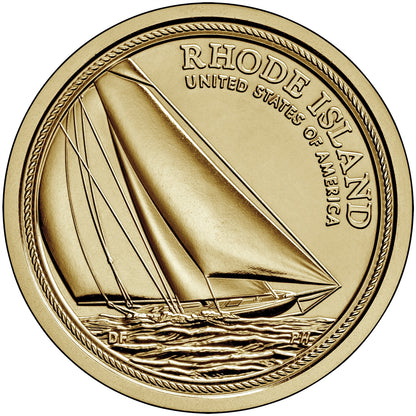 2022 D American Innovation Rhode Island Nathanael Herreshoff’s Famous Reliance Yacht $1 Coin - Roll of 25 Dollar Coins