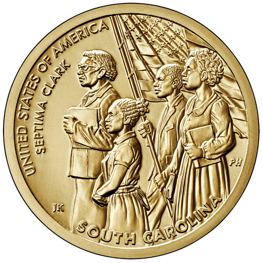 2020 P American Innovation South Carolina - Septima Poinsette Clark $1 Coin - Roll of 25 Dollar Coins