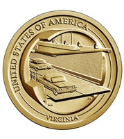 2021 P American Innovation Virginia - Chesapeake Bay Tunnel $1 Coin - Roll of 25 Dollar Coins