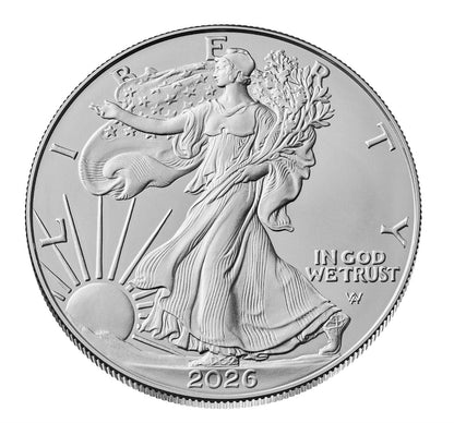 2026 American Silver Eagle 1 oz BU Coin in Christmas Santa Gift Holder