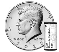 2025 D Kennedy Half Dollars - Mint Wrapped Roll of 20 Coins