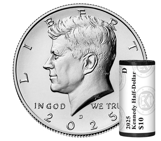 2025 D Kennedy Half Dollars - Mint Wrapped Roll of 20 Coins