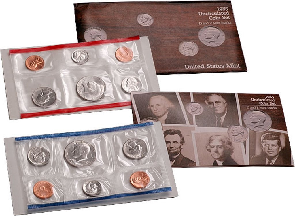 1985 U.S. Mint 10 Coin Uncirculated Set in OGP with CoA