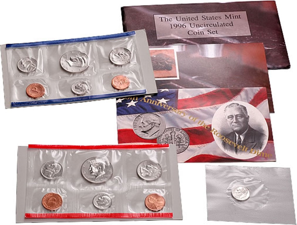 1996 P&D&W U.S. Mint Uncirculated 11-Coin Mint Set with West Point Dime
