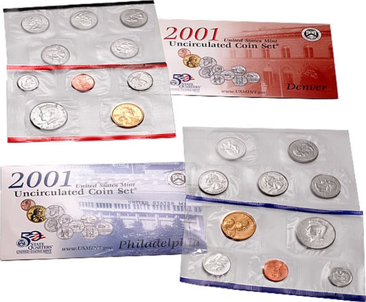 2001 P&D U.S. Mint Uncirculated 20-Coin Mint Set