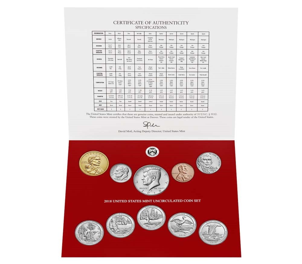 2018 P&D U.S. Mint Uncirculated 20 Coin Mint Set