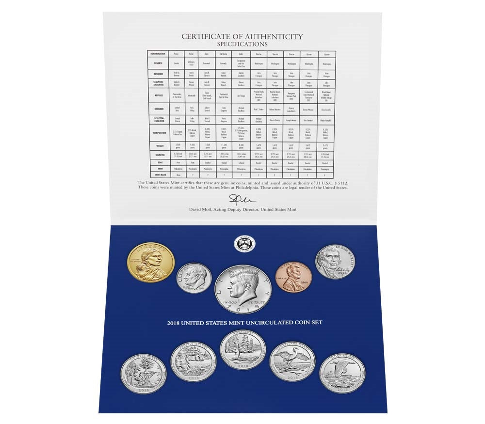 2018 P&D U.S. Mint Uncirculated 20 Coin Mint Set