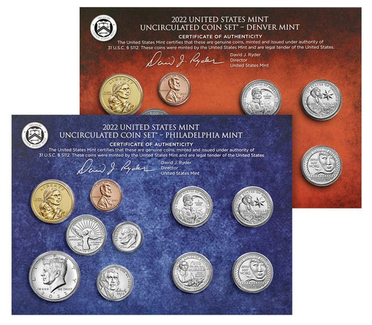 2022 P&D U.S. Mint Uncirculated 20 Coin Mint Set - Complete Set
