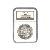 1881 S Morgan Silver Dollar NGC MS 64 $1 Uncirculated