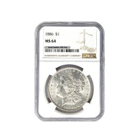 1886 P Morgan Silver Dollar NGC MS 64 $1 Uncirculated
