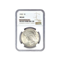 1922 P Peace Silver Dollar NGC MS 64 $1 Uncirculated