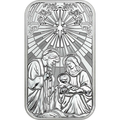 2026 Mary, Joseph, and Baby Jesus Nativity 1oz .999 Silver Bar in Ornament Holder