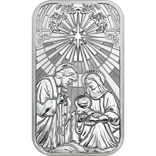 2026 Mary, Joseph, and Baby Jesus Nativity 1oz .999 Silver Bar in Ornament Holder