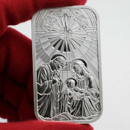 2026 Mary, Joseph, and Baby Jesus Nativity 1oz .999 Silver Bar in Ornament Holder