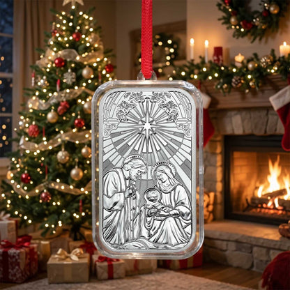2026 Mary, Joseph, and Baby Jesus Nativity 1oz .999 Silver Bar in Ornament Holder