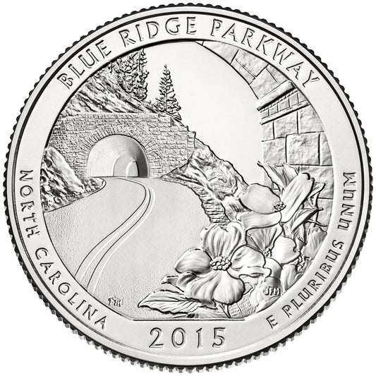 2015 - D Blue Ridge National Forest, NC National Park Quarter 40 Coin Roll