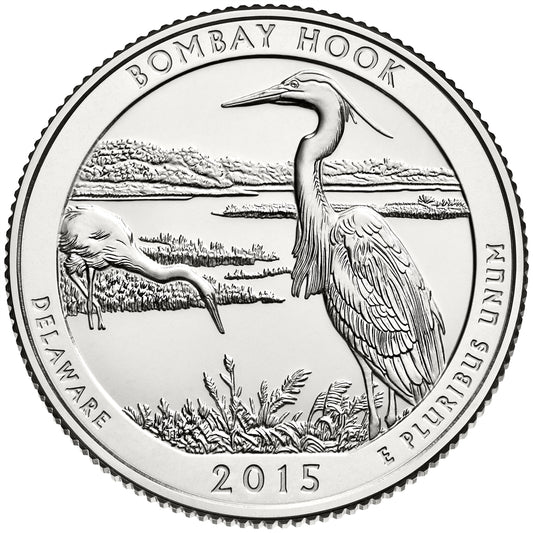 2015 - D Bombay Hook National Wildlife Refuge, DE National Park Quarter 40 Coin Roll