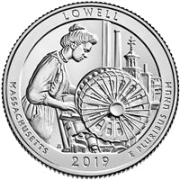 2019 - D Lowell National Historical Park, MA National Park Quarter 40 Coin Roll